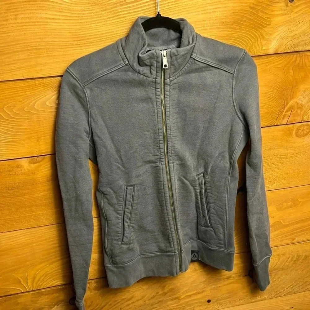 American Giant Womens zip up gray cotton athletic jacket pockets Made in USA XS